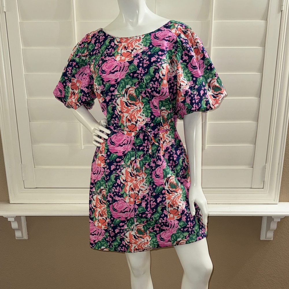 Melloday Floral Print Puff Sleeve Dress